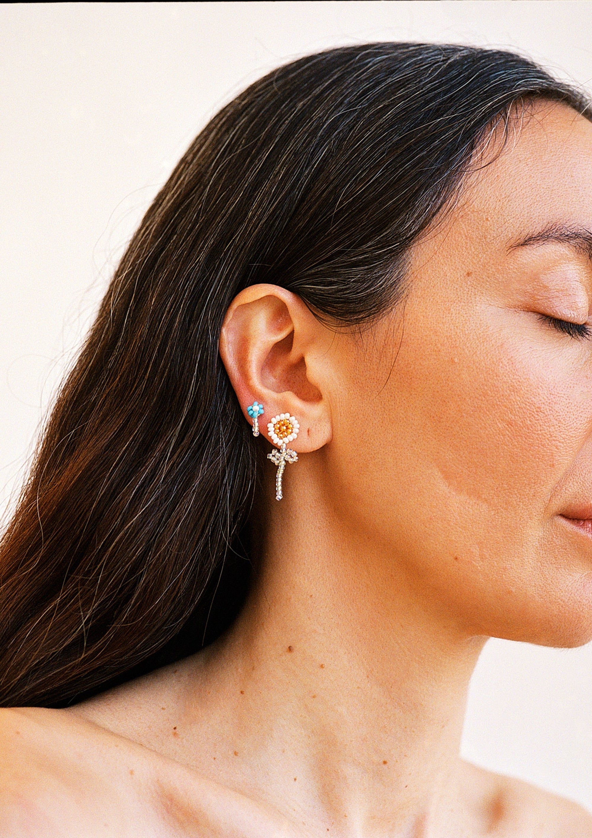 Blue Flower Ear Stick