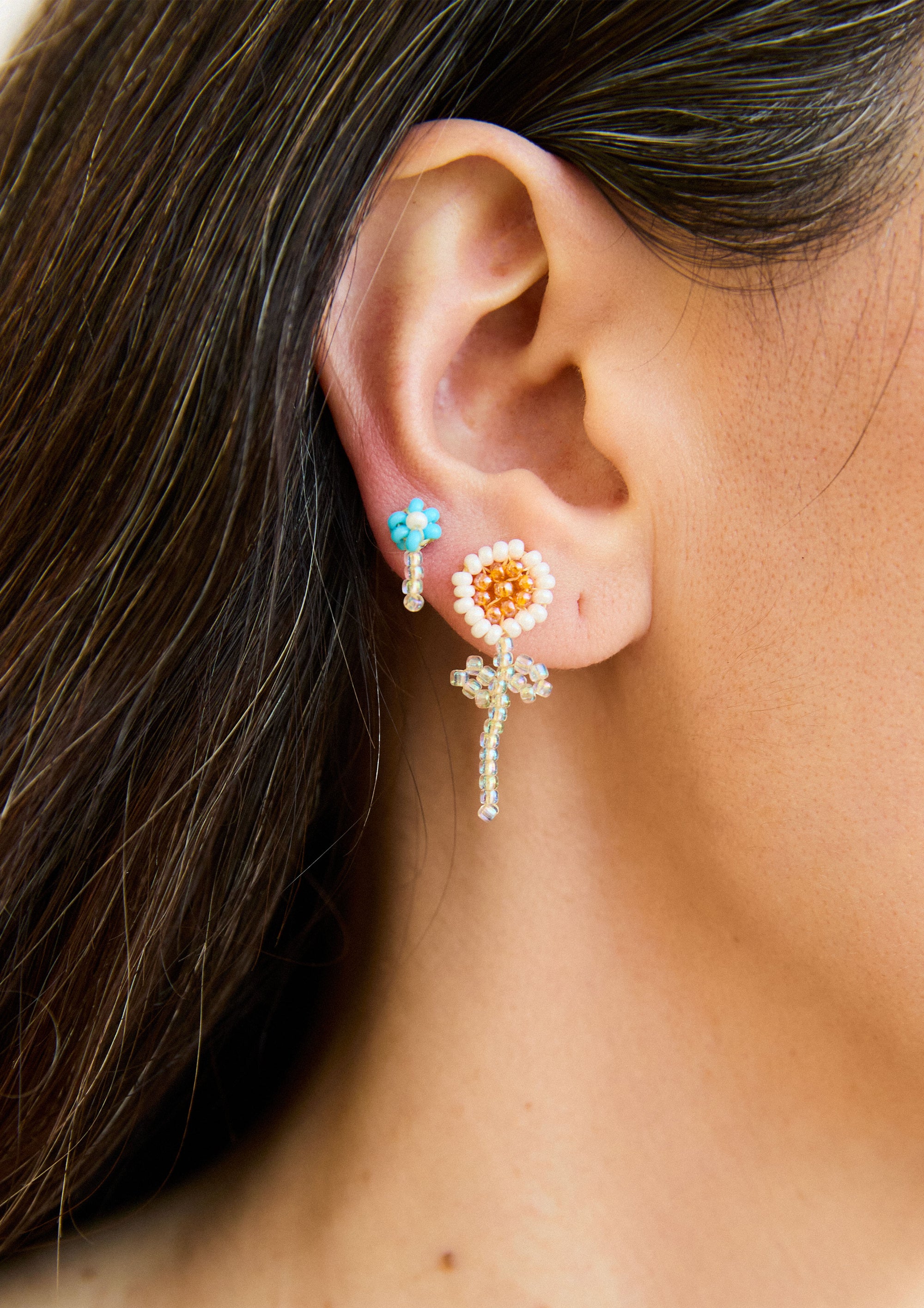 Blue Flower Ear Stick