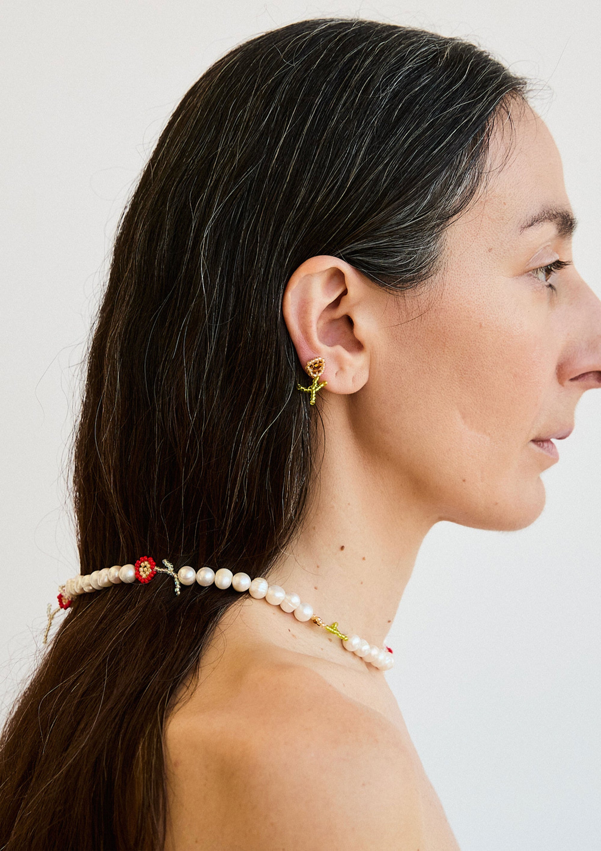 Brown Florecita Ear Stick