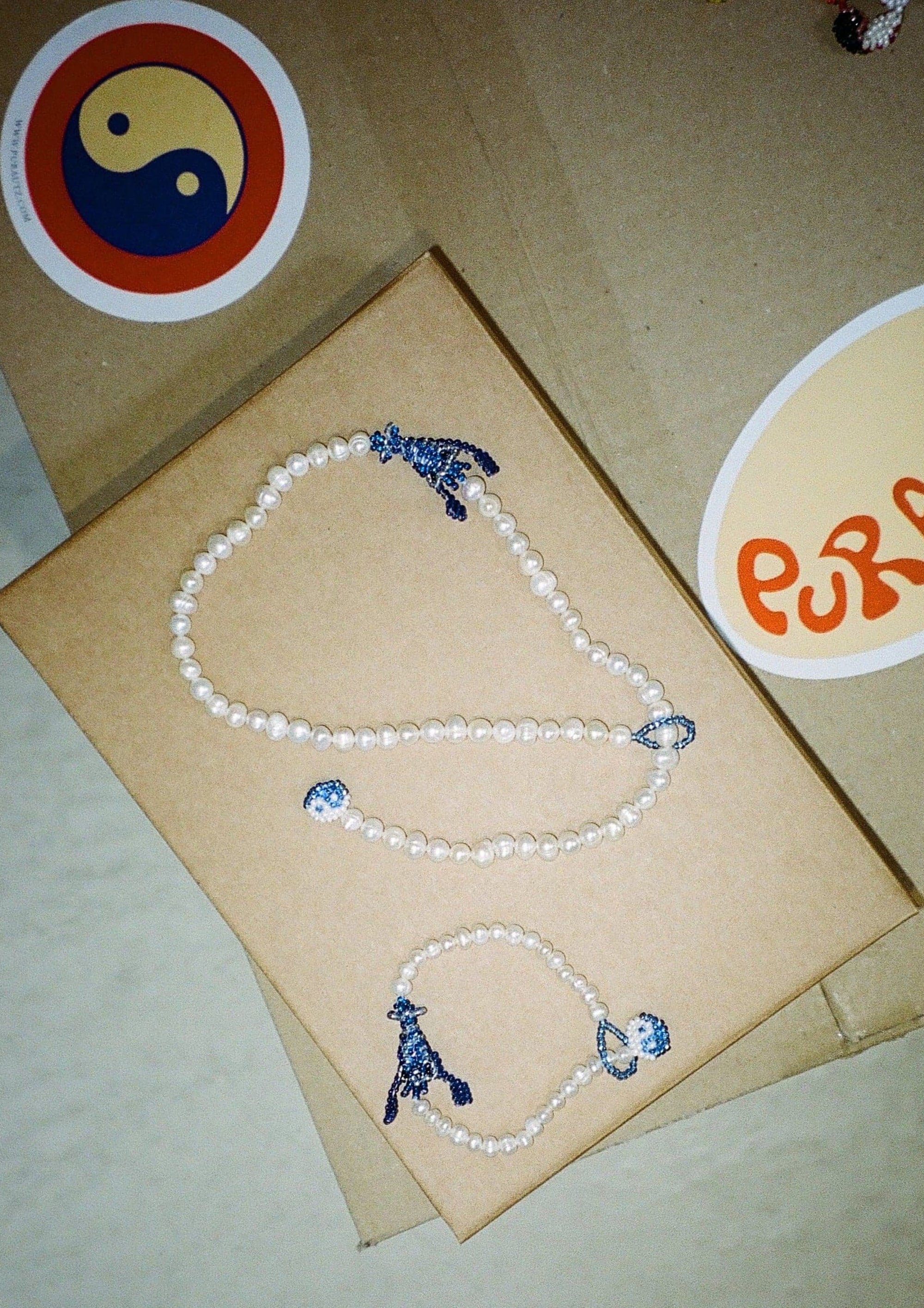 Pearl Blue Lobster Necklace