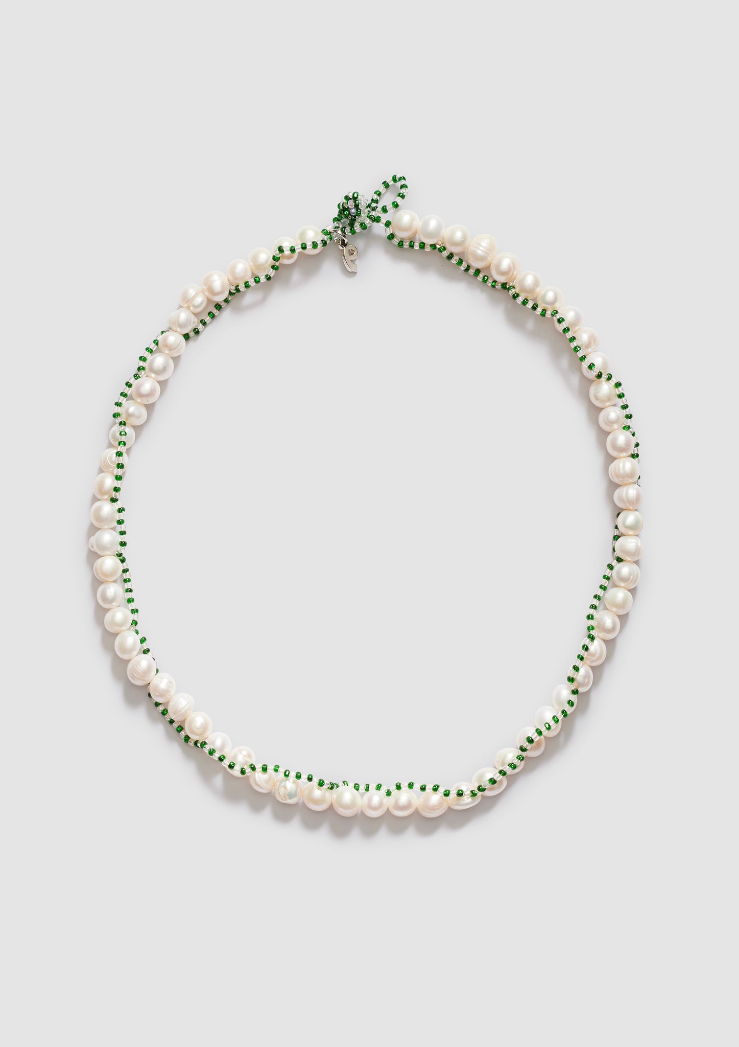Twisted Pearl Green Necklace