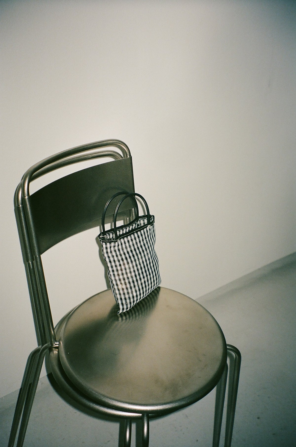 Black Check Mini Market Tote