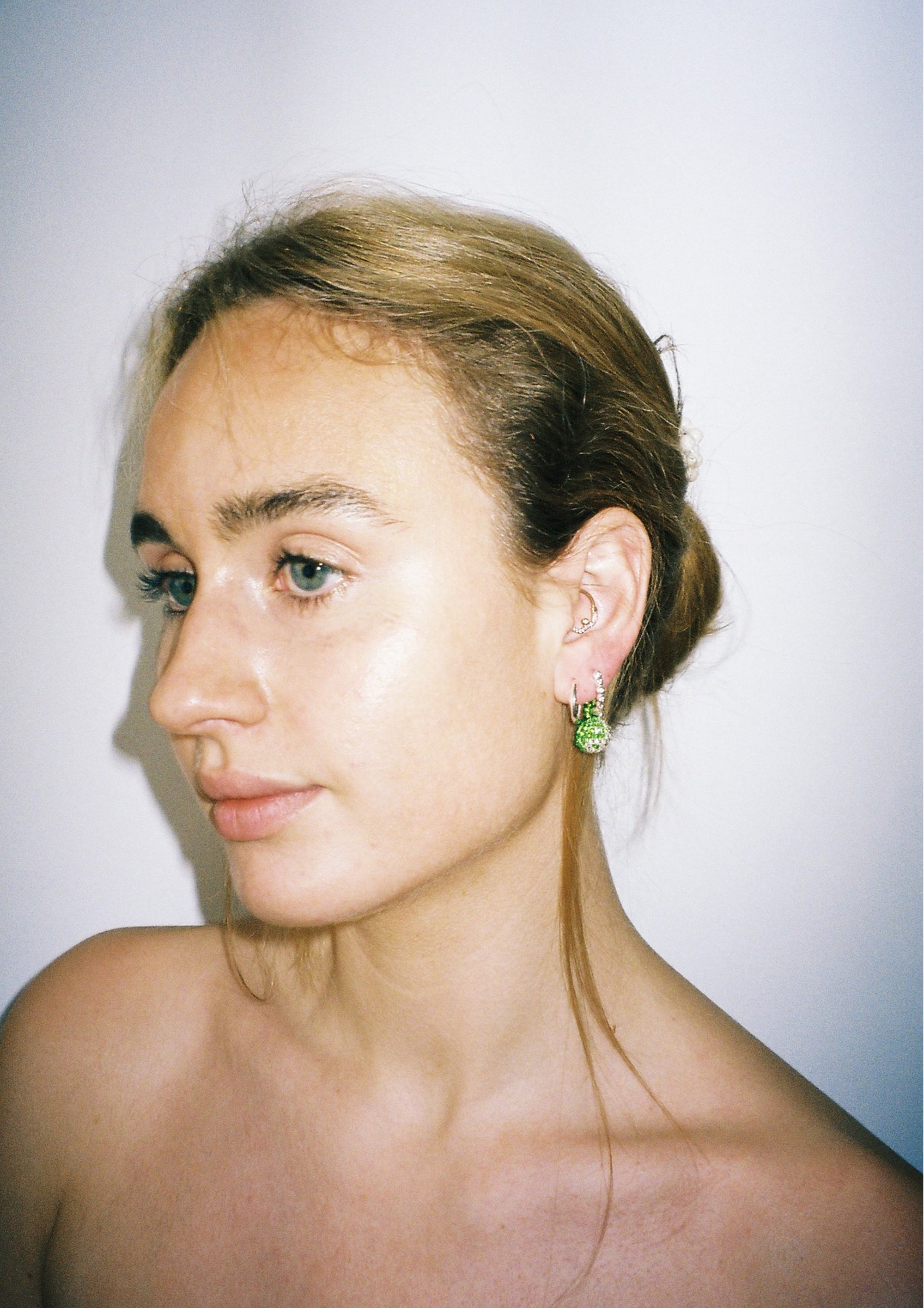 Green Silver Yin Yang Earring