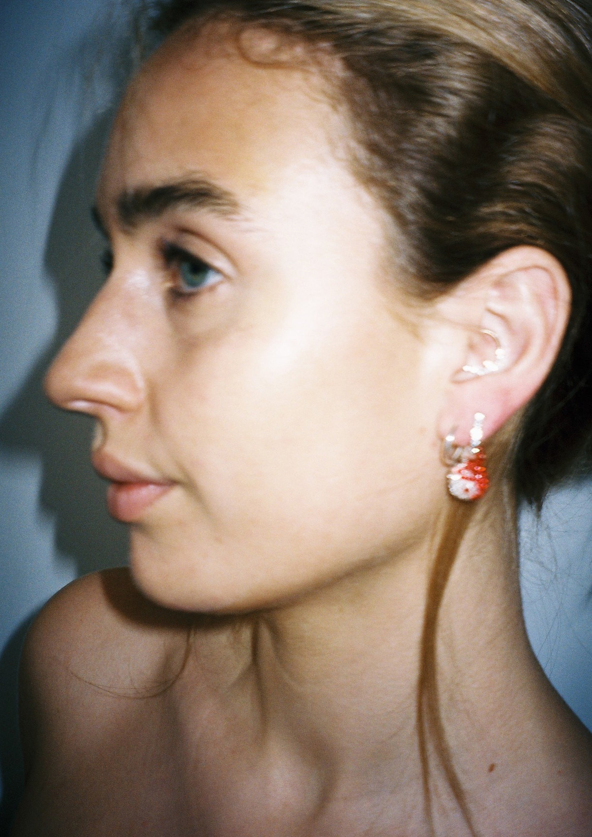 Red Silver Yin Yang Earring