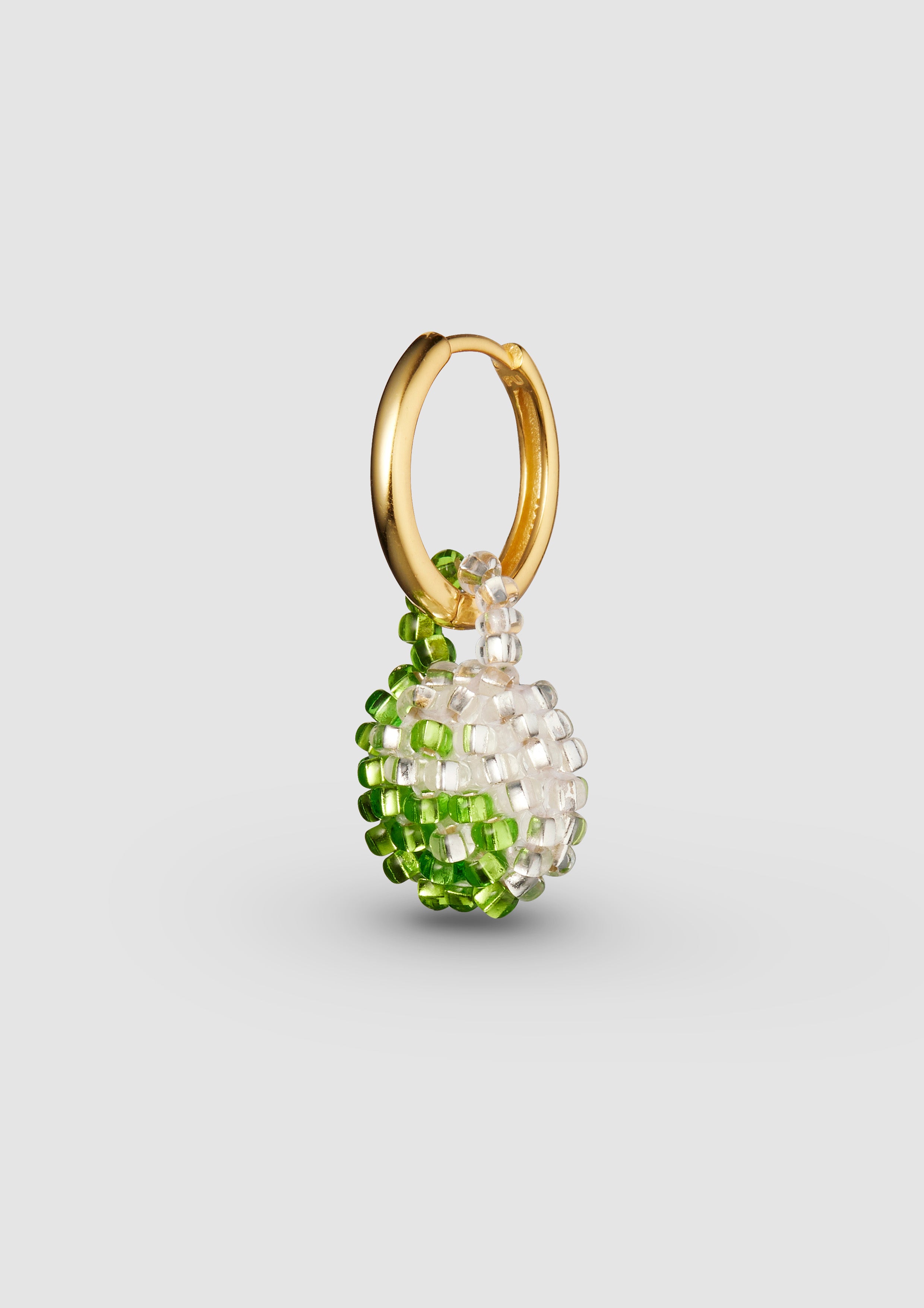Green Silver Yin Yang Earring