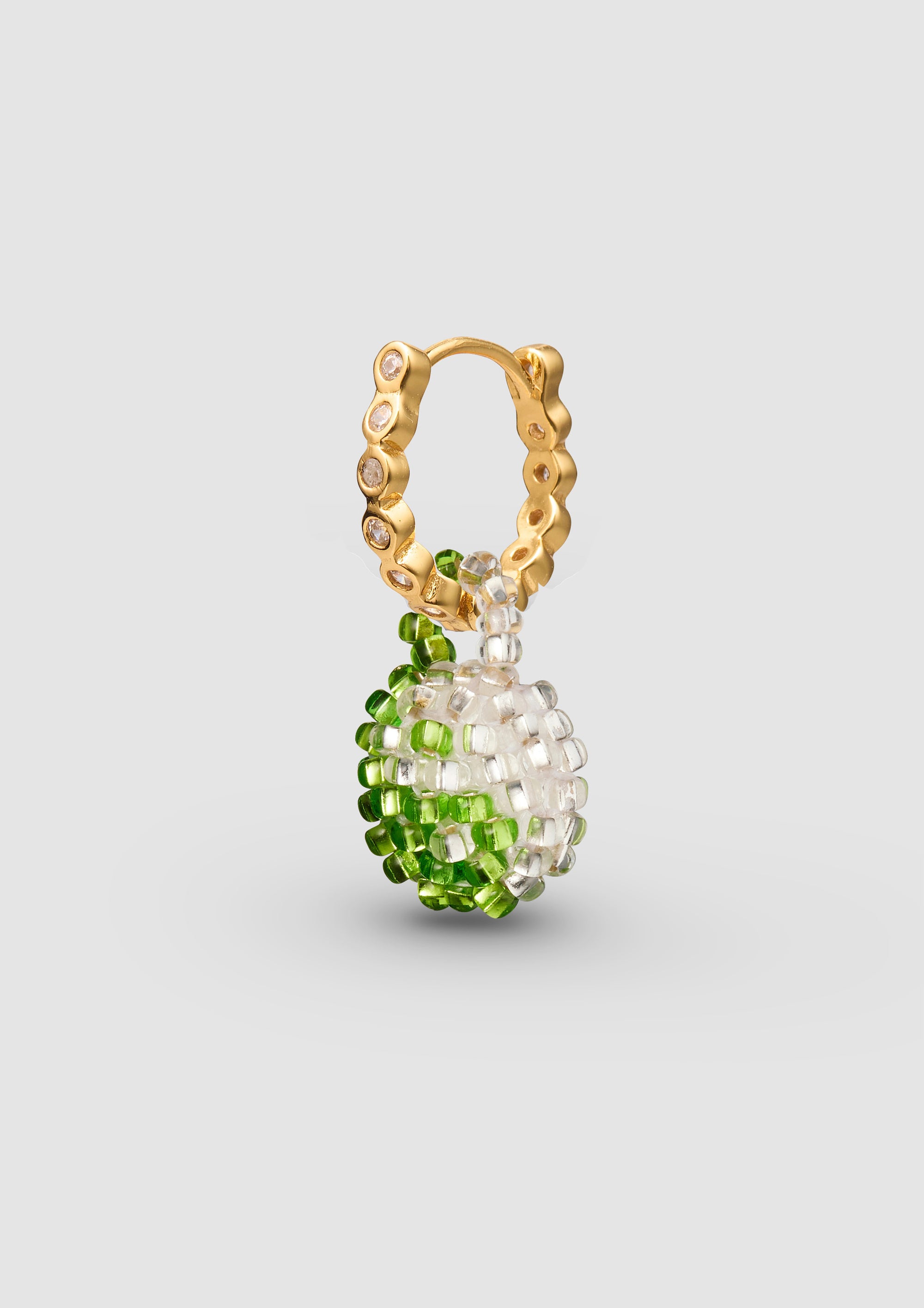 Green Silver Yin Yang Earring