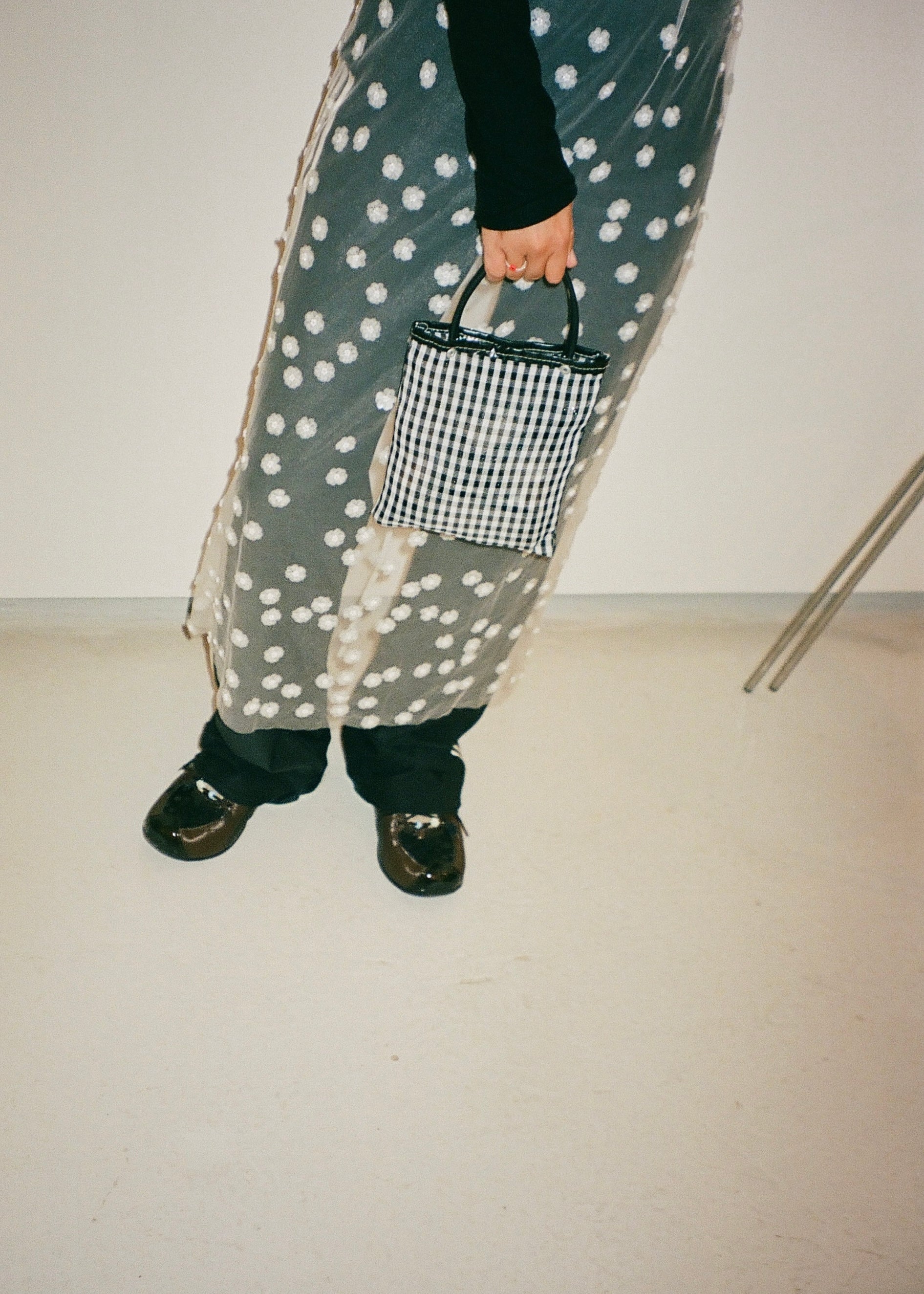 Black Check Mini Market Tote
