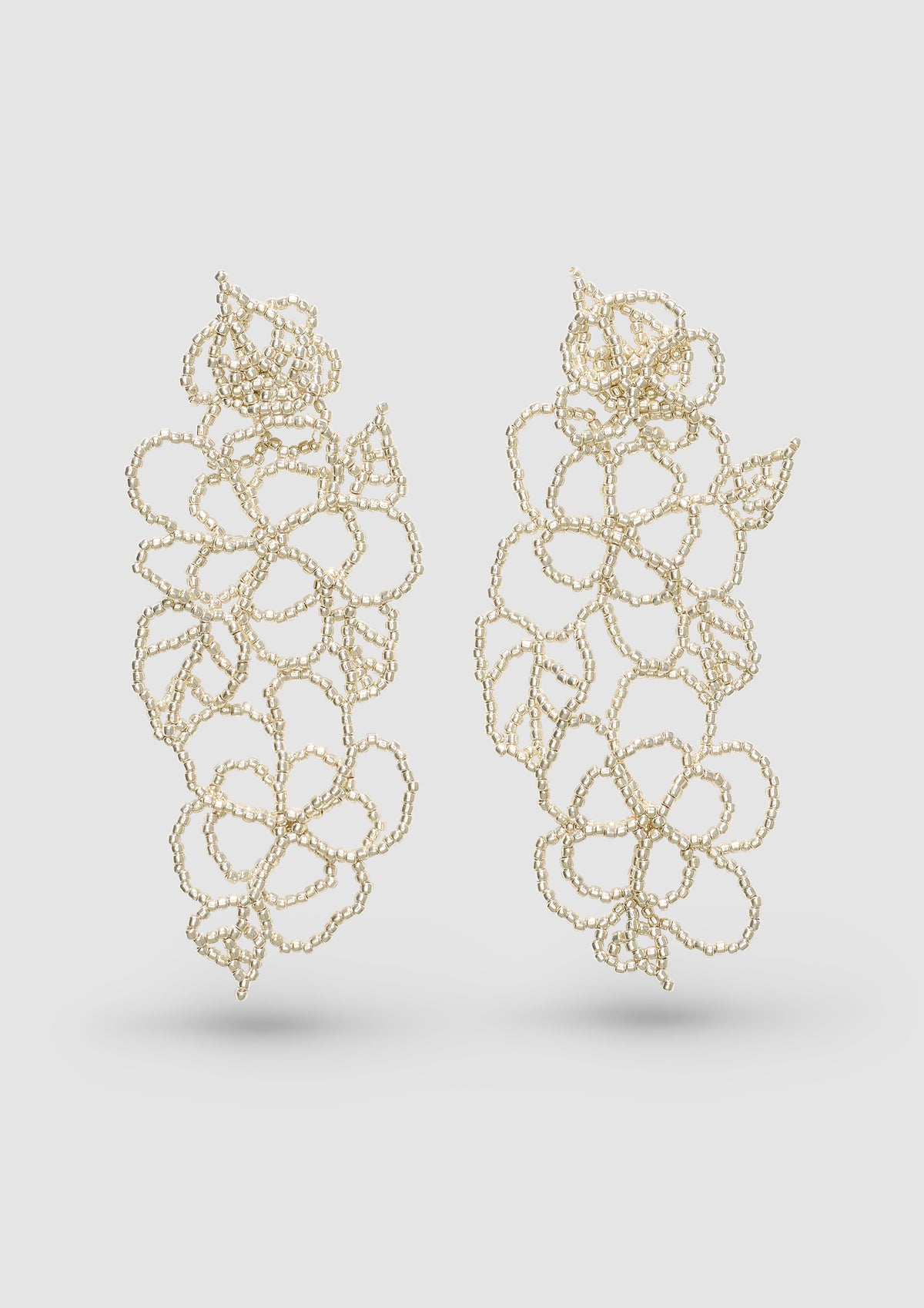 BIG SILVER FLOWER EAR STICKS