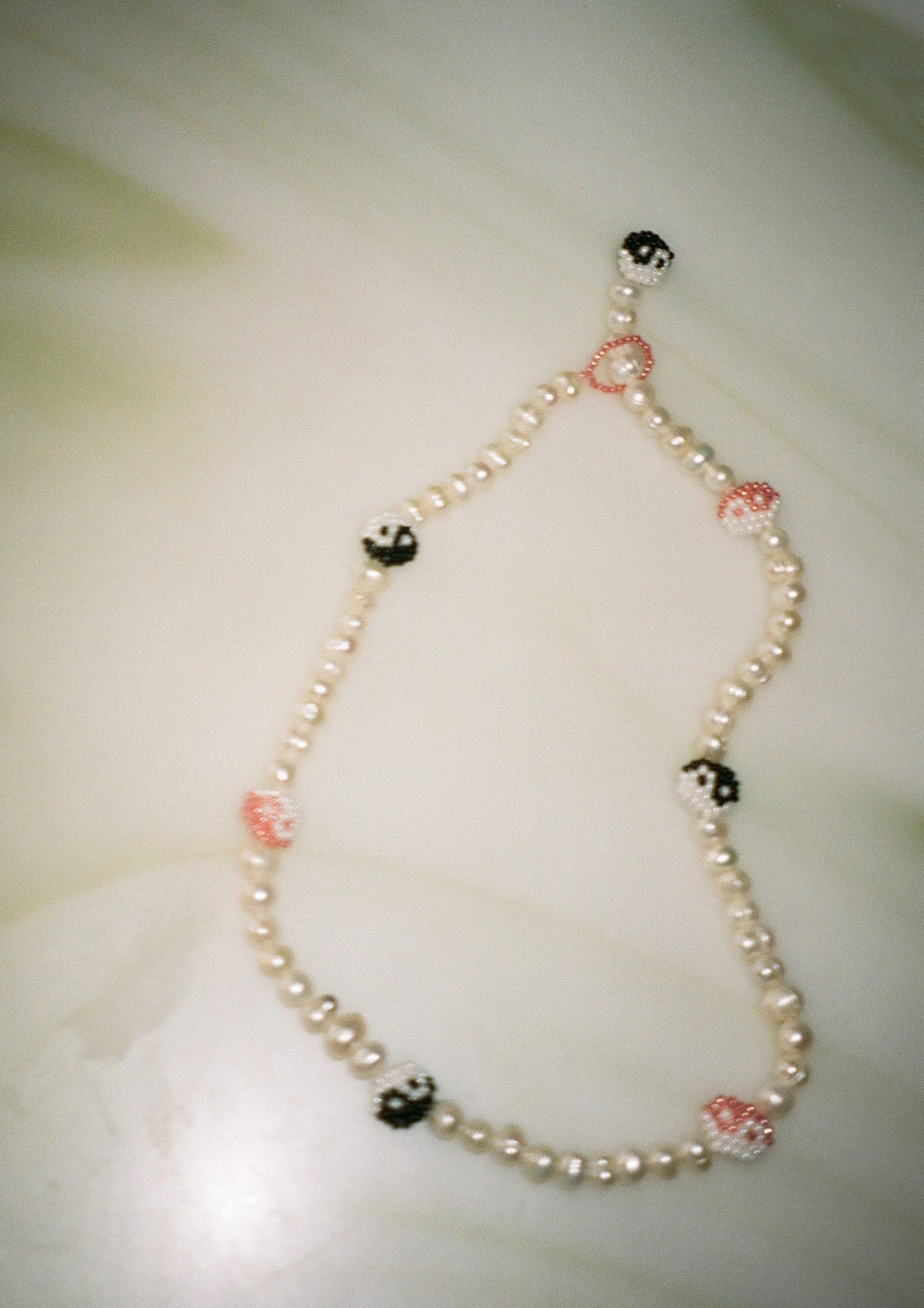 Pearl Multi Black Pink Yin Yang Necklace