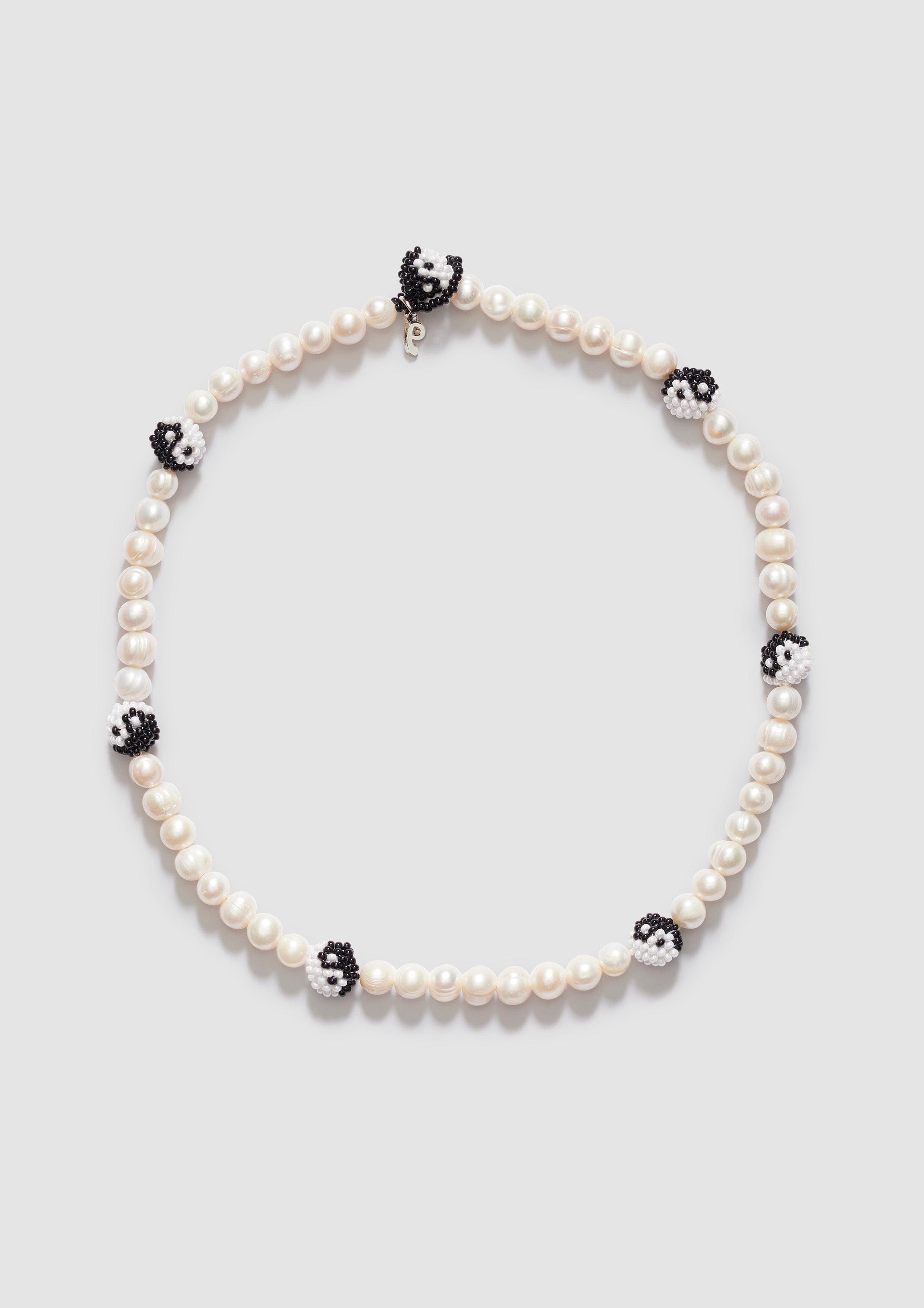 Multi Pearl Black White Yin Yang Necklace