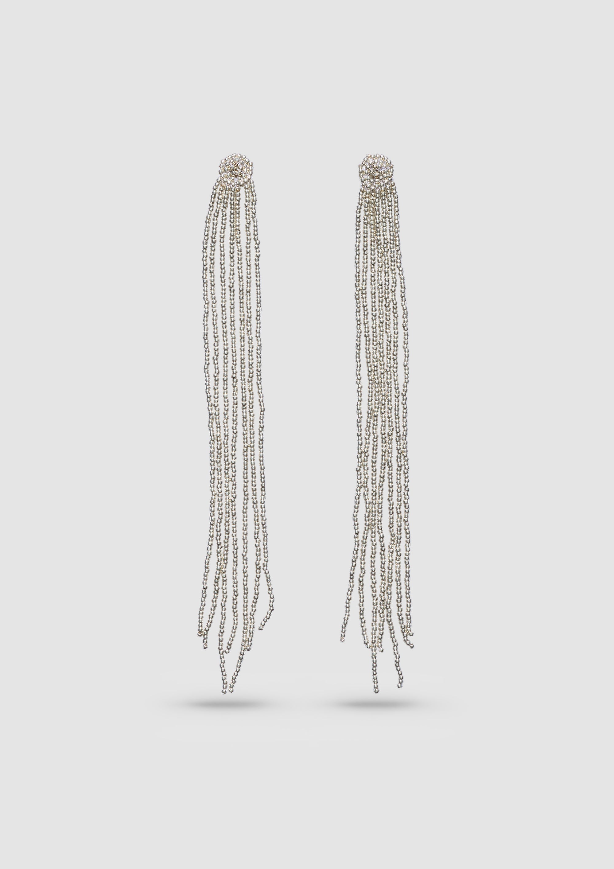 Silver Mega Tassel Ear Sticks