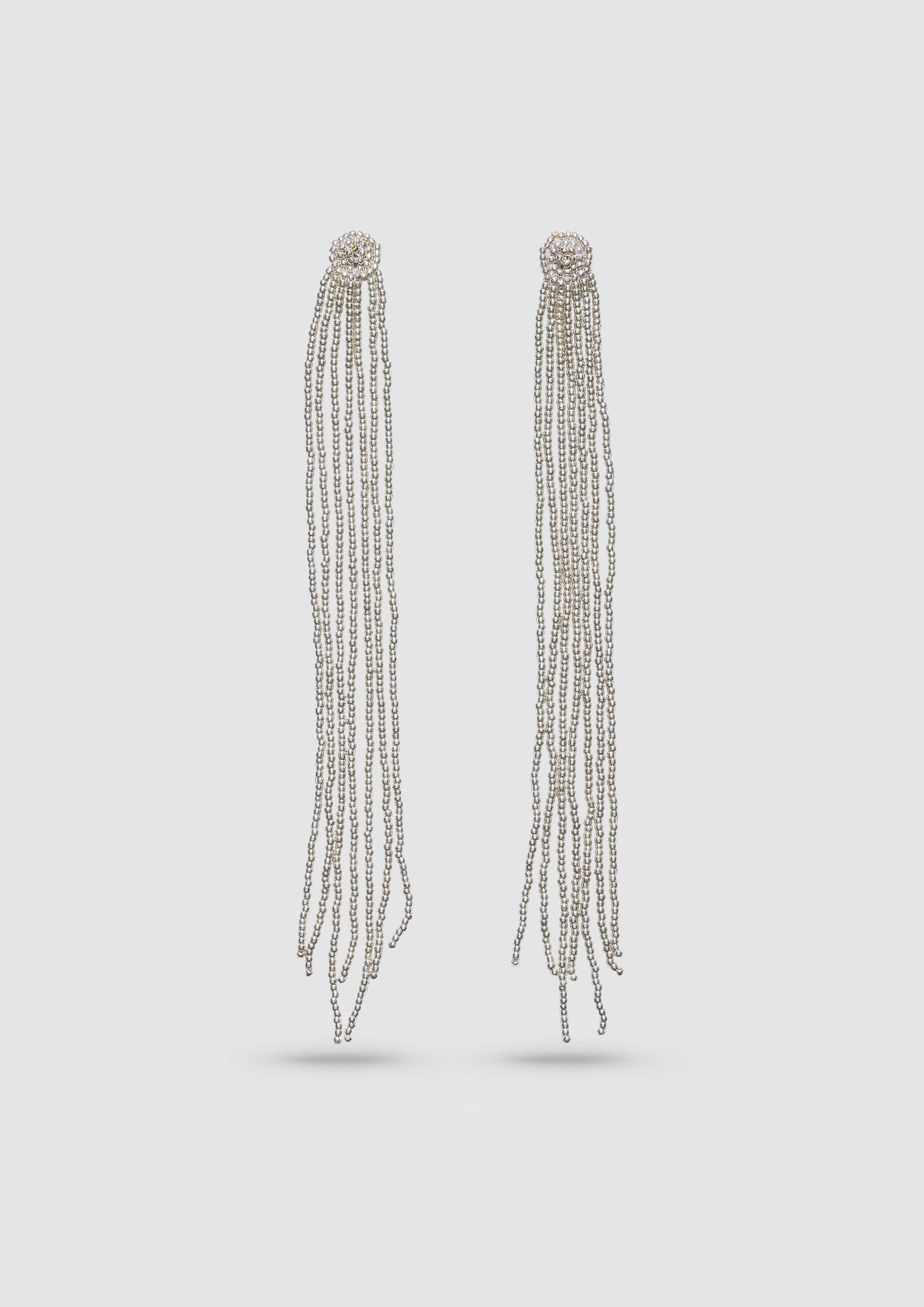 Silver Mega Tassel Ear Sticks