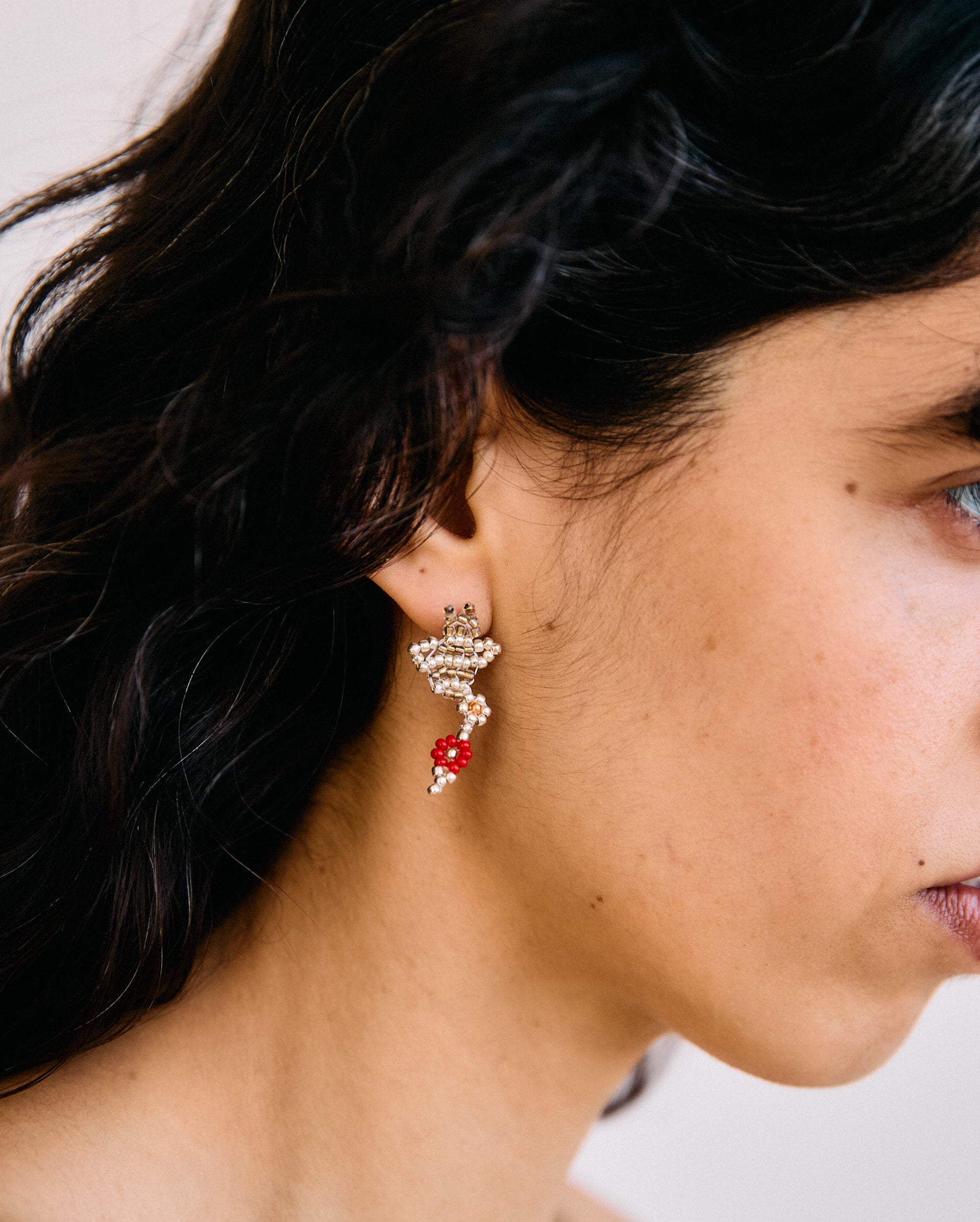 Silver Bee Ear Stick