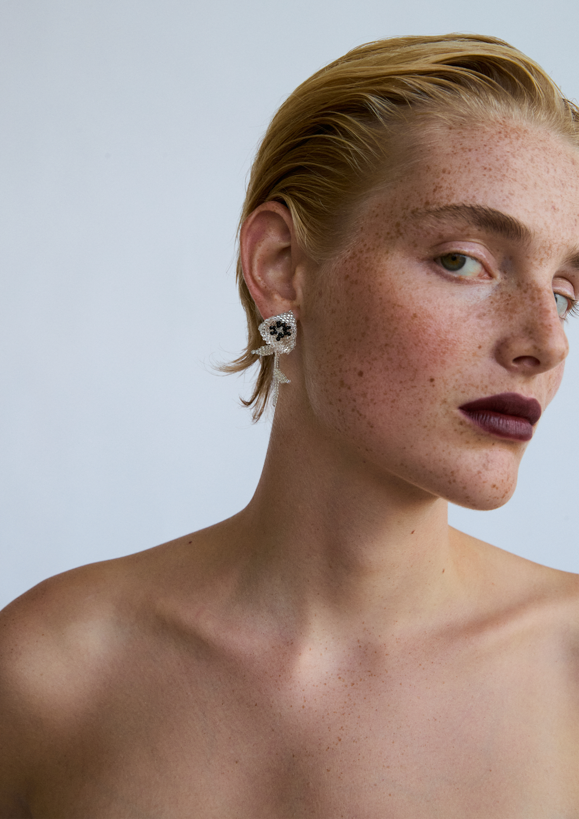 Silver Poppy Ear Stick