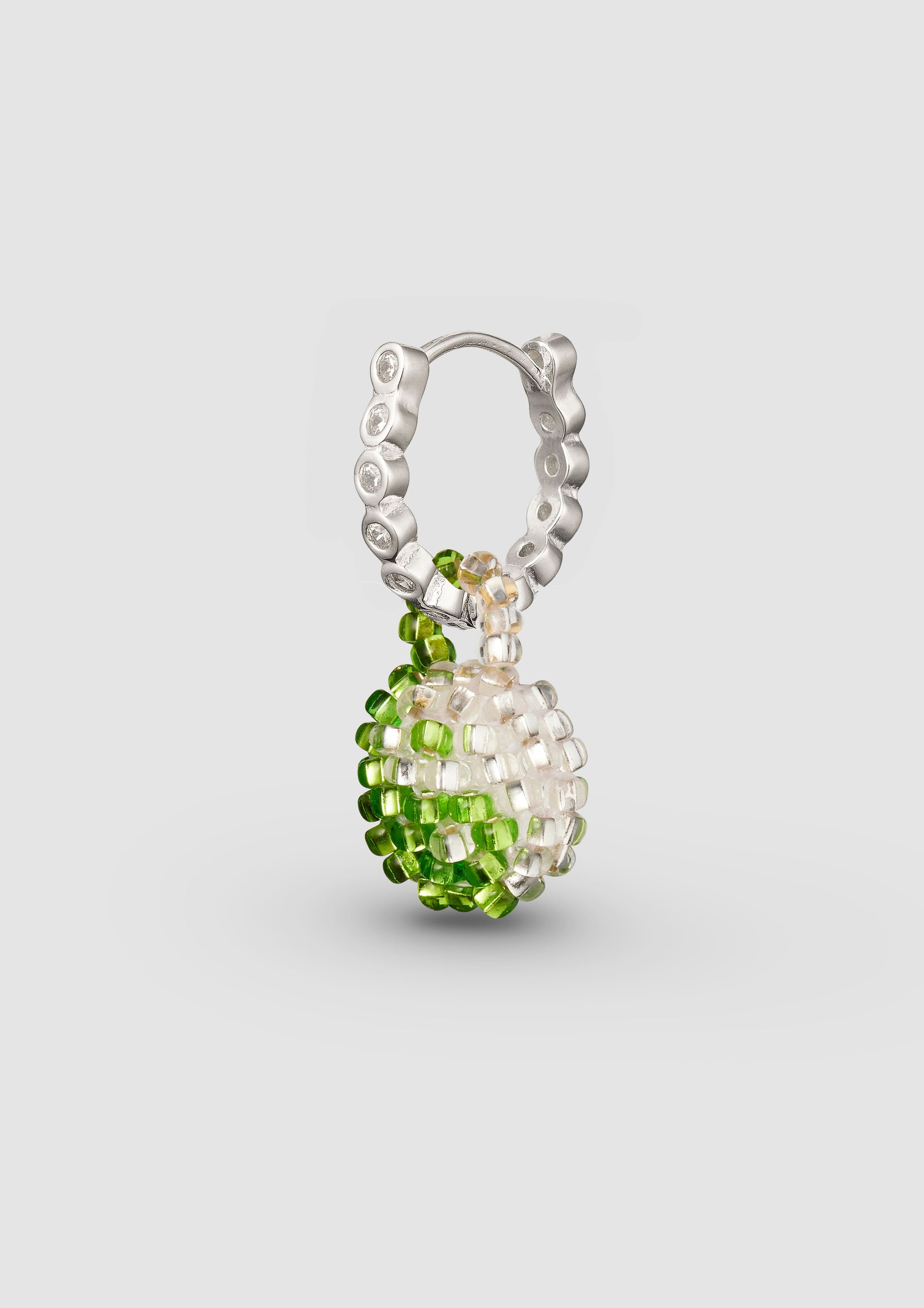 Green Silver Yin Yang Earring