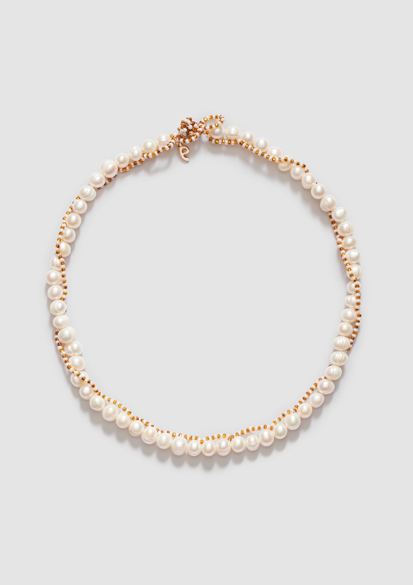 Twisted Pearl Brown White Necklace